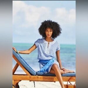 J. McLaughlin Rhett Blue Gingham Dress Size L – Embroidered Cotton Summer Tunic